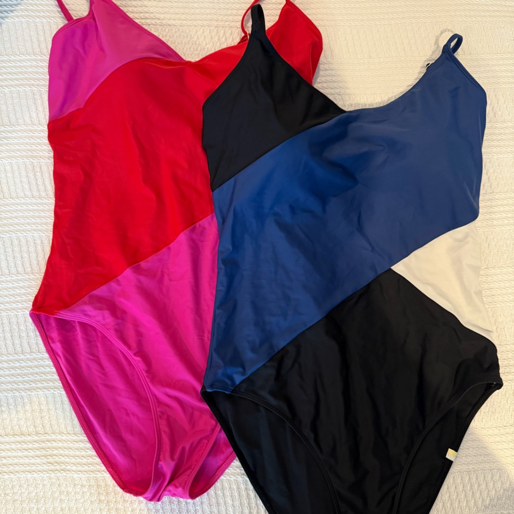 Summersalt Women's Marina 12LT One Piece Swimsuit - Set of 2 Pink/Red Blue/Black